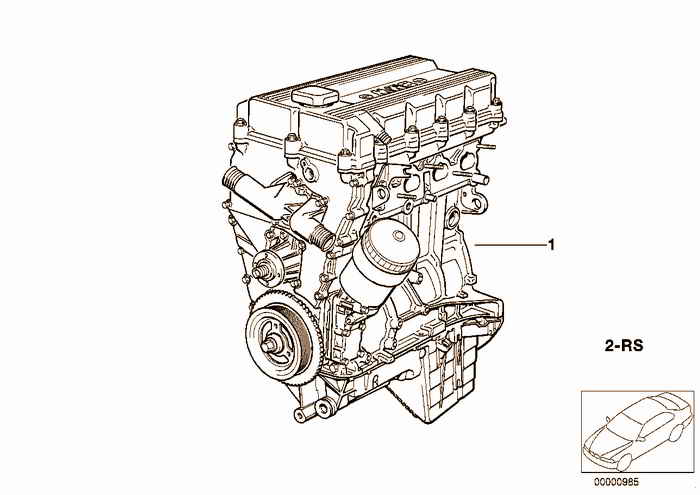 Short Engine BMW 318i M44 E36 Sedan, USA