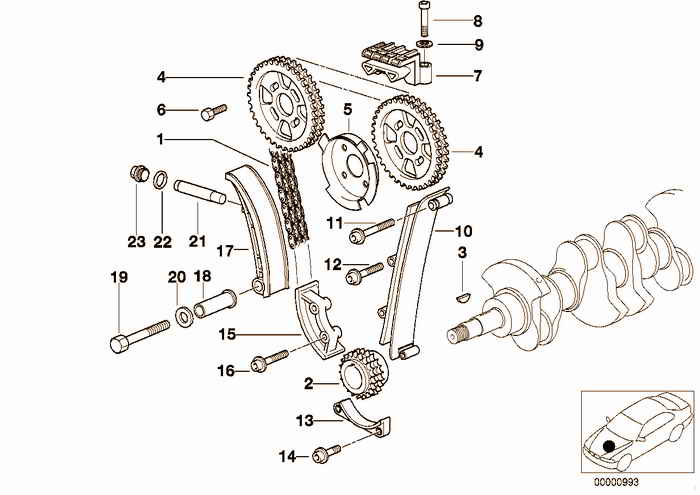 Timing and valve train-timing chain BMW 318i M44 E36 Convertible, USA